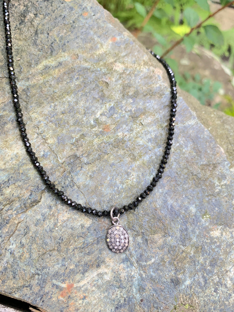 pyrite briolette & black spinel necklace
