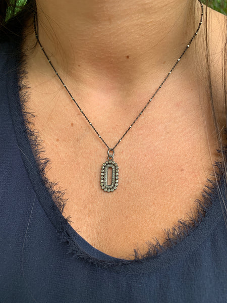 Open Oval Necklace with Diamonds