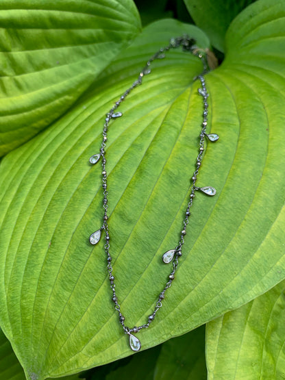 Quartz Teardrops from Pyrite Necklace