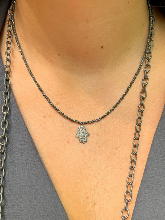 Pavé Hamsa Necklace