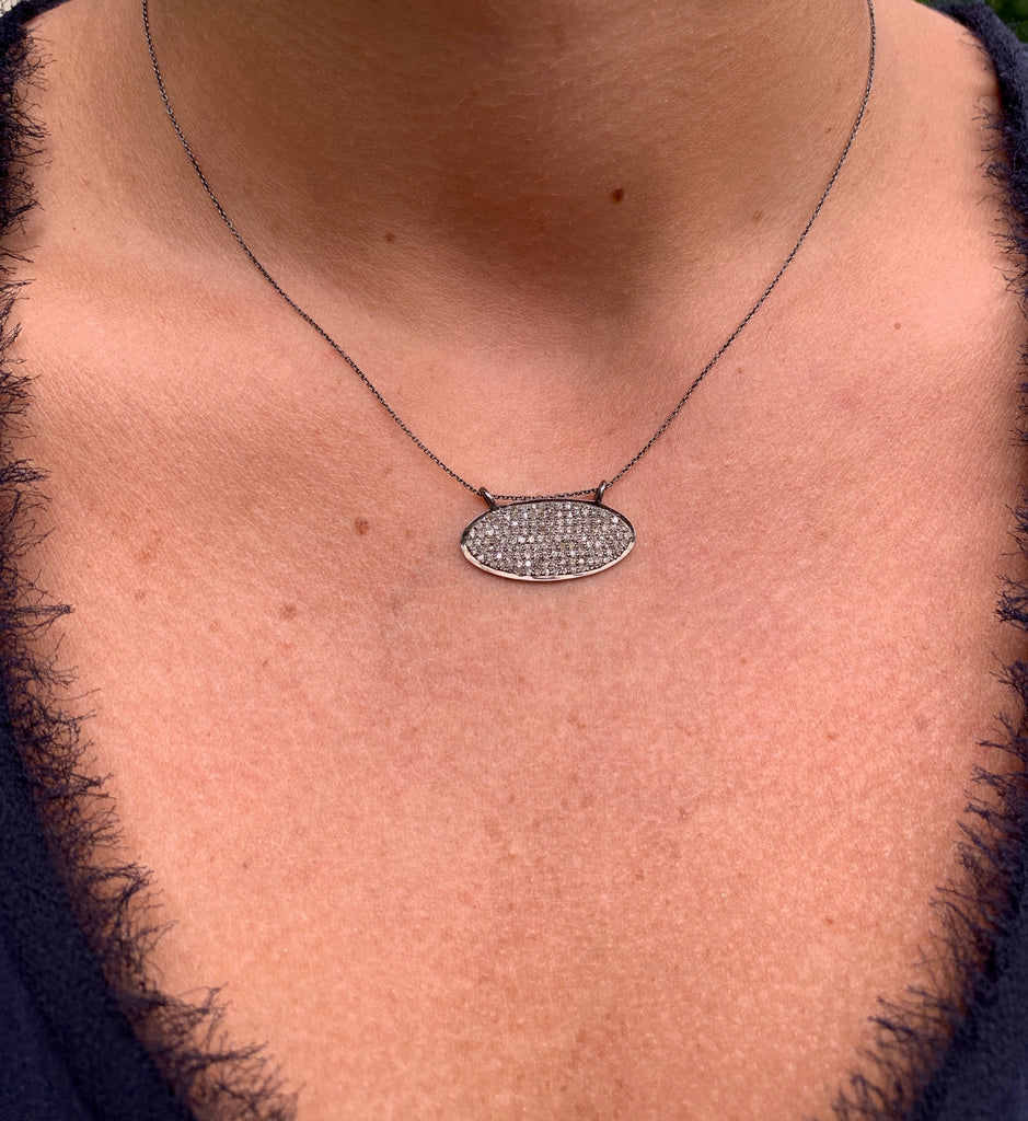 Pavé Diamond Oval Necklace