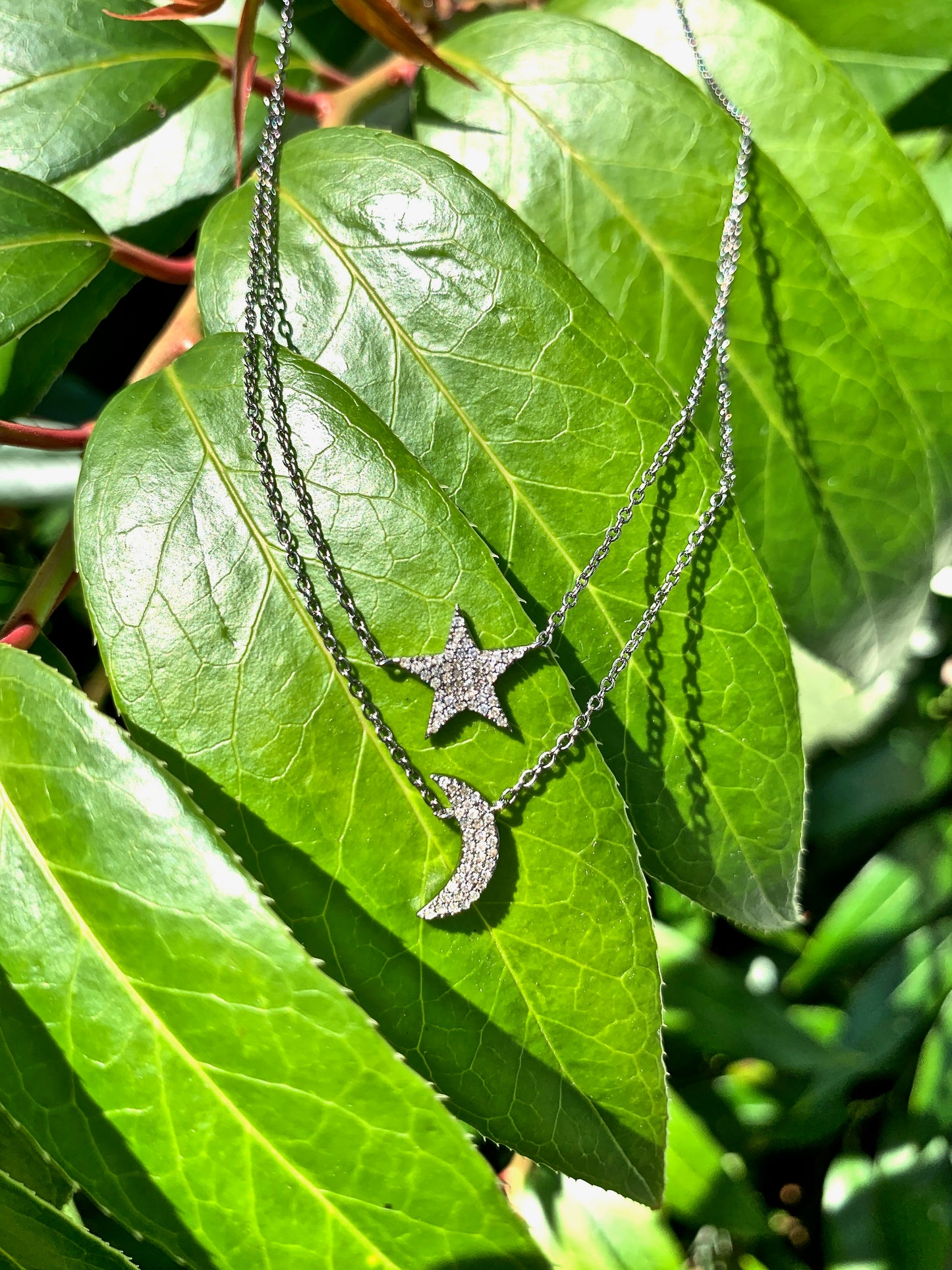 Pavé Star Over Moon Necklace